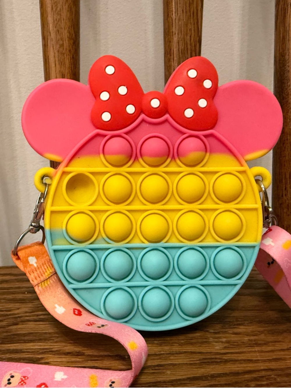 Minnie Mouse Rainbow Pop It Crossbody Purse - Picture 2 of 3